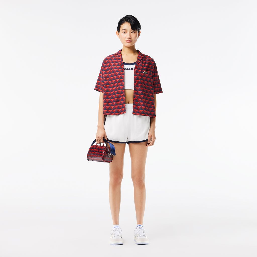 Áo Sơ Mi Lacoste Nữ Oversize Họa Tiết In Monogram