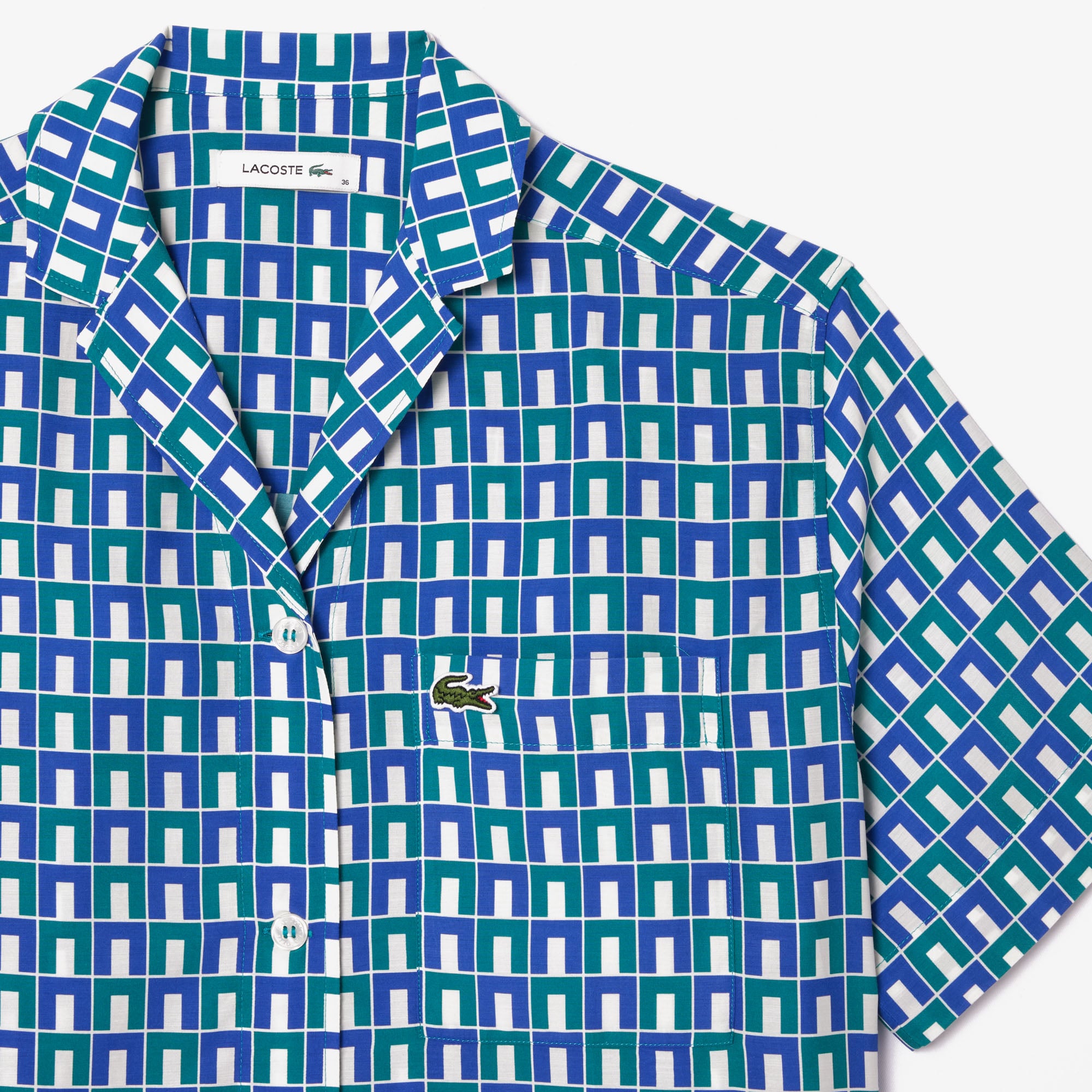 Áo Sơ Mi Lacoste Nữ Oversize Họa Tiết In Monogram