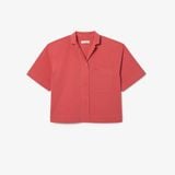 Áo Sơ Mi Lacoste Nữ Oversize Dáng Ngắn Chất Liệu Cotton