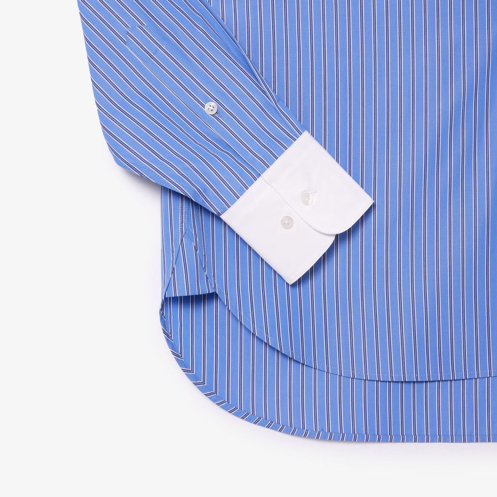 Áo Sơ Mi Lacoste Nữ Dài Oversize Cổ Phối Màu Chất Liệu Poplin