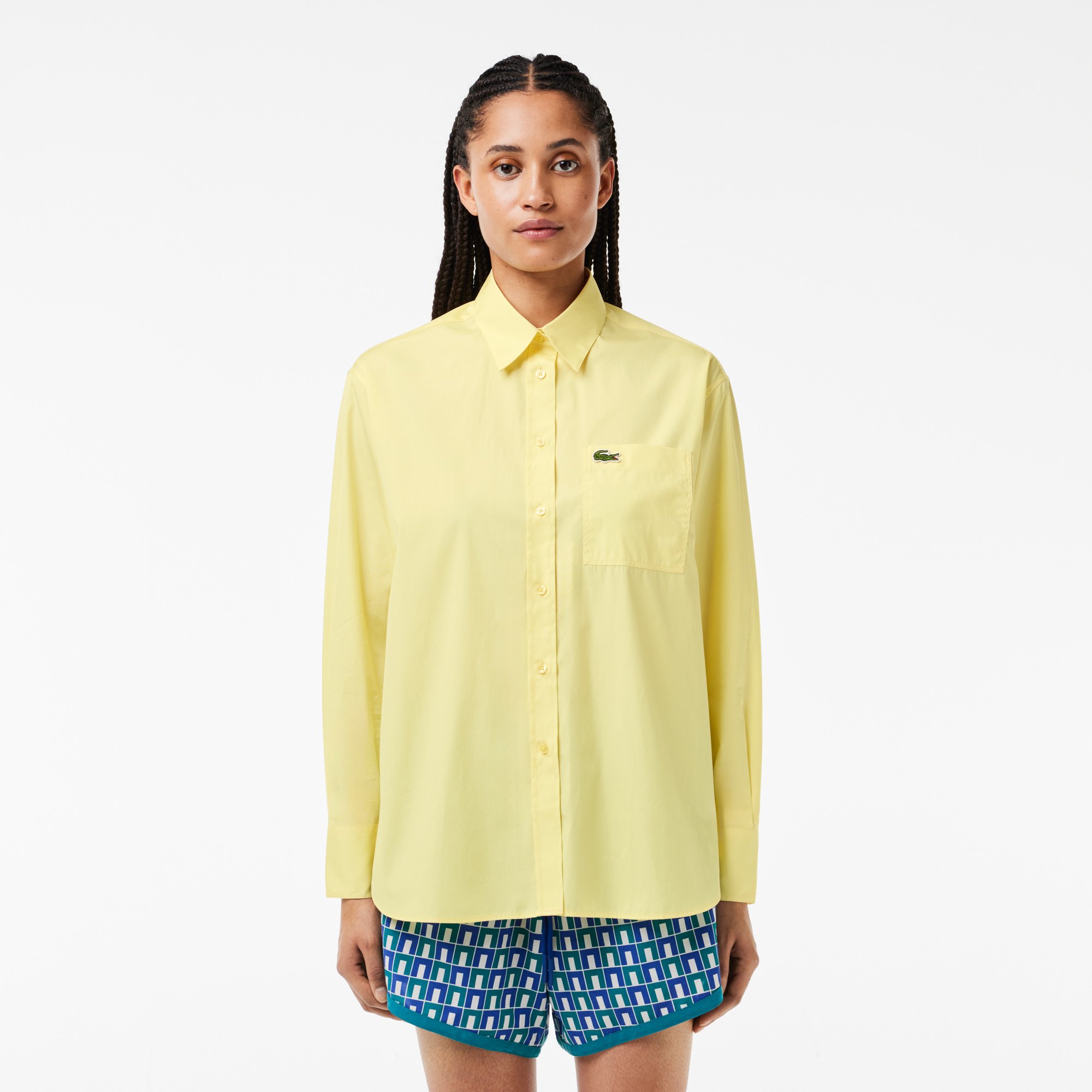 Áo Sơ Mi Lacoste Nữ Oversize Chất Liệu Poplin