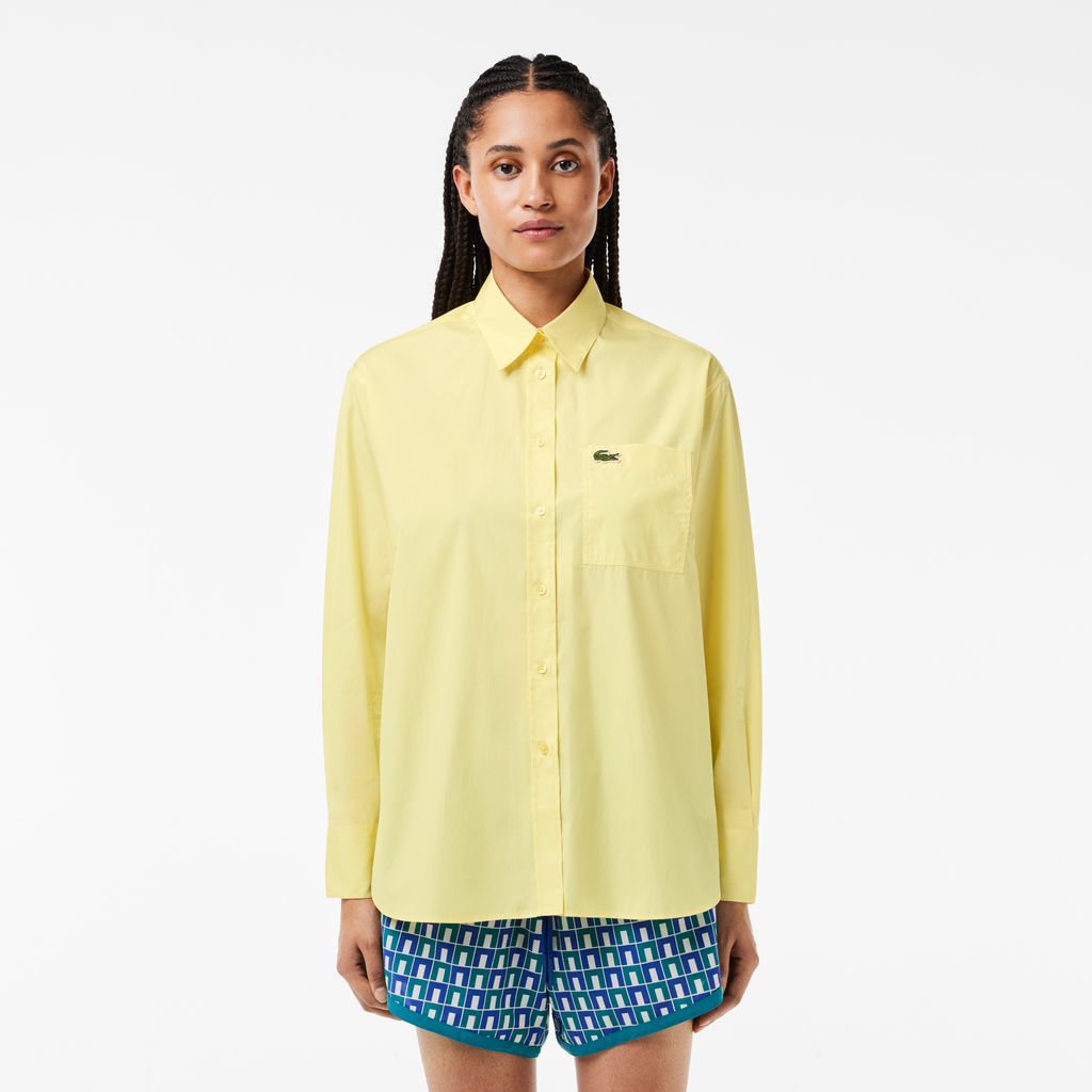 Áo Sơ Mi Lacoste Nữ Oversize Chất Liệu Poplin