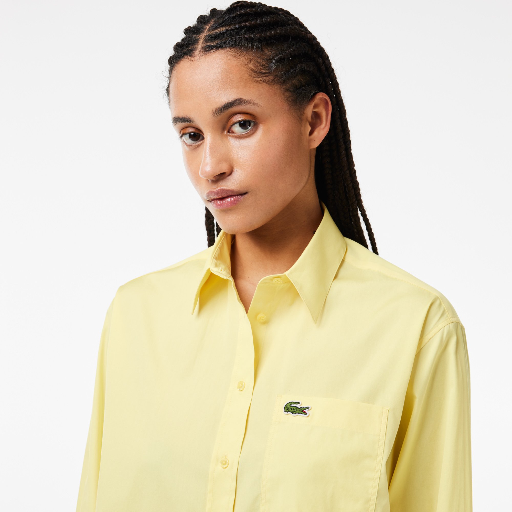 Áo Sơ Mi Lacoste Nữ Oversize Chất Liệu Poplin