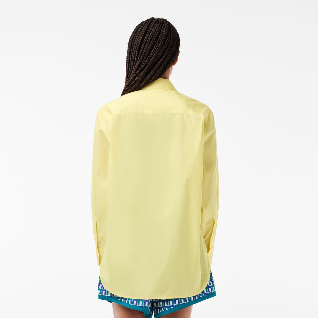 Áo Sơ Mi Lacoste Nữ Oversize Chất Liệu Poplin