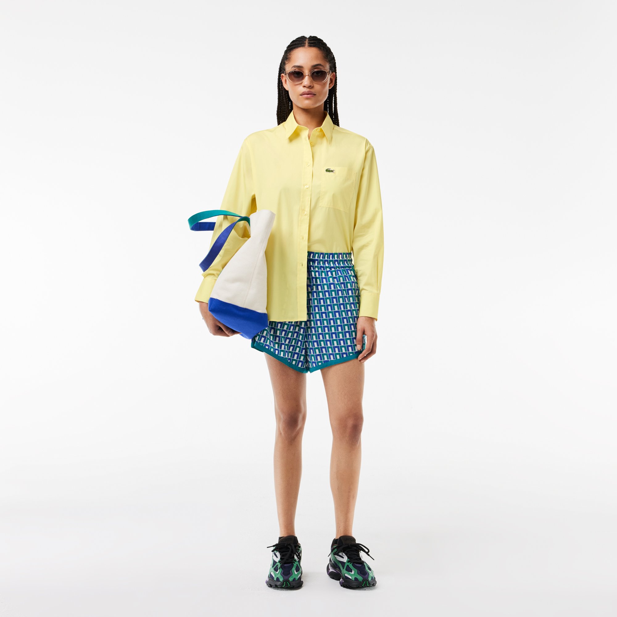 Áo Sơ Mi Lacoste Nữ Oversize Chất Liệu Poplin