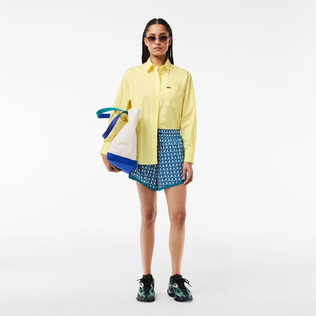 Áo Sơ Mi Lacoste Nữ Oversize Chất Liệu Poplin