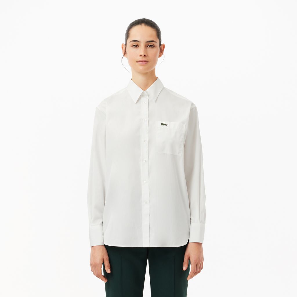 Áo Sơ Mi Lacoste Nữ Oversize Chất Liệu Poplin