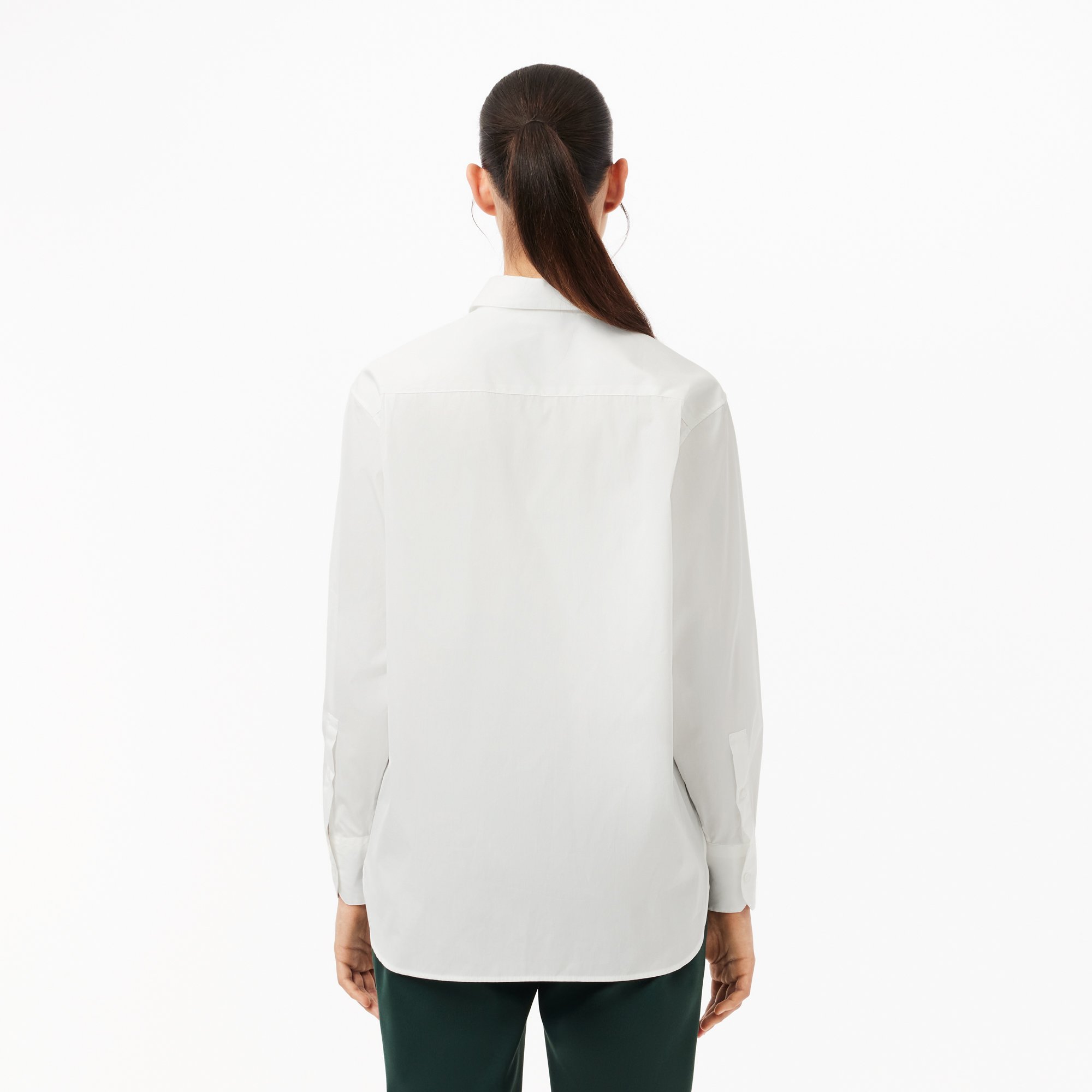Áo Sơ Mi Lacoste Nữ Oversize Chất Liệu Poplin