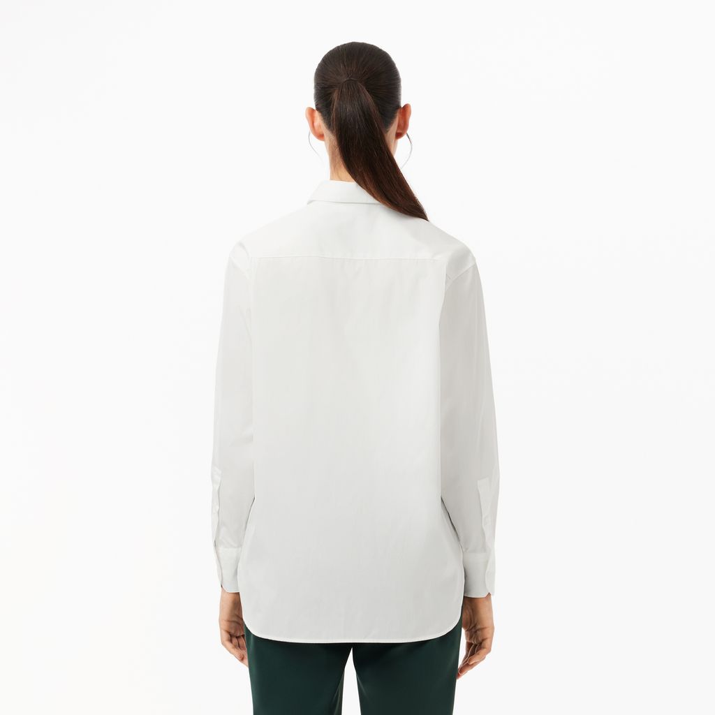 Áo Sơ Mi Lacoste Nữ Oversize Chất Liệu Poplin