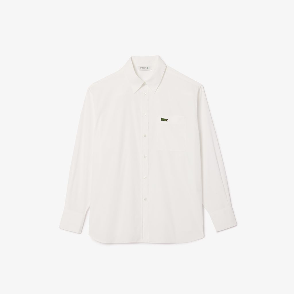 Áo Sơ Mi Lacoste Nữ Oversize Chất Liệu Poplin