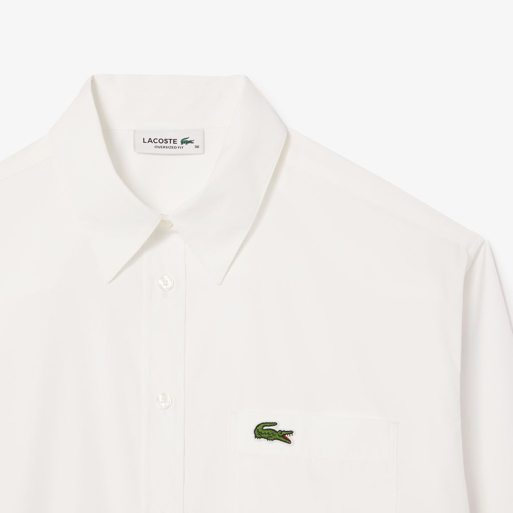 Áo Sơ Mi Lacoste Nữ Oversize Chất Liệu Poplin