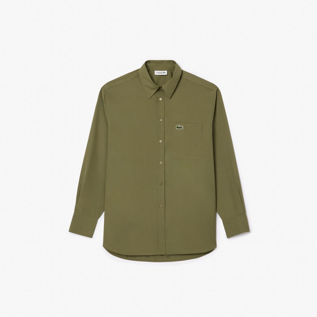 Áo Sơ Mi Lacoste Nữ Oversize Chất Liệu Poplin