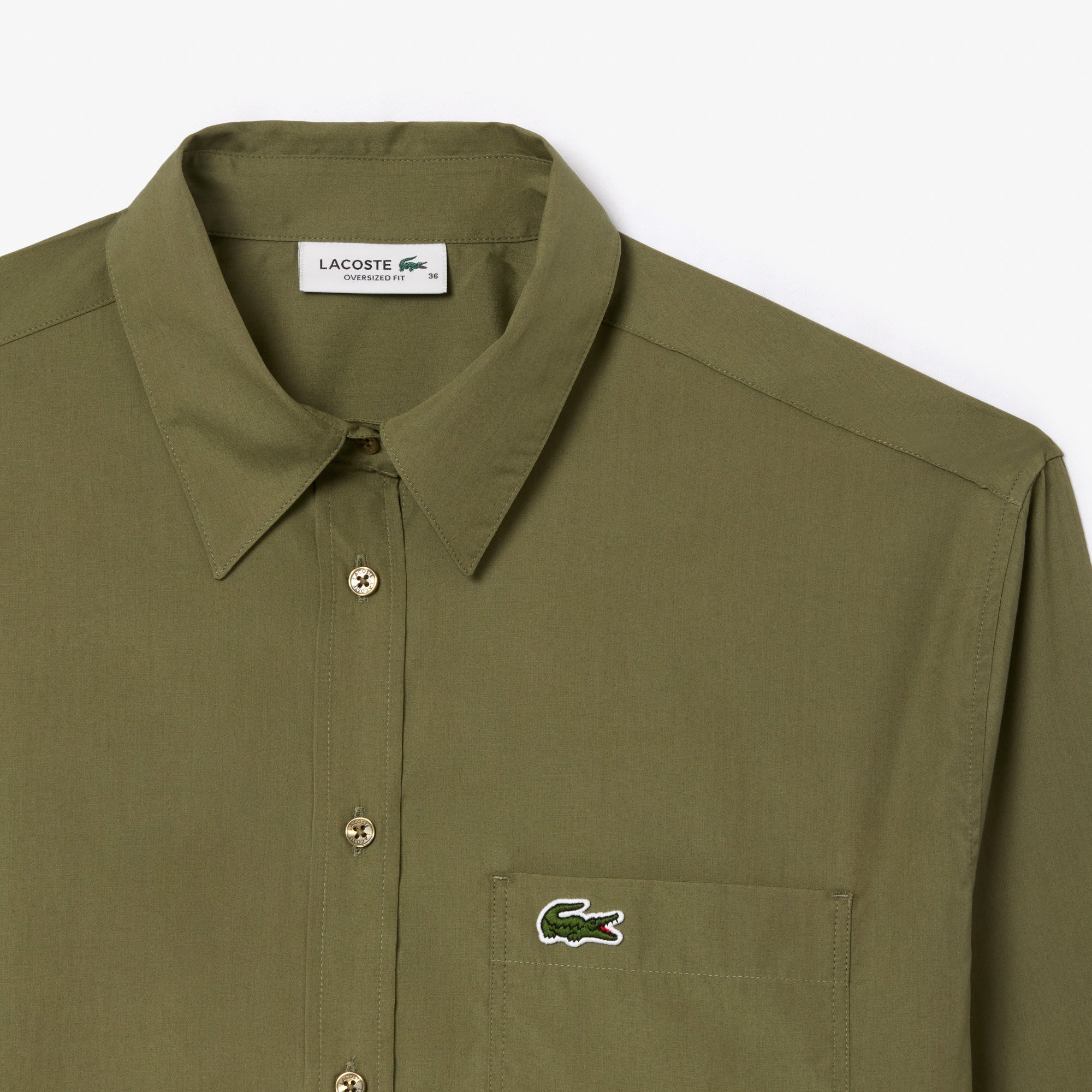 Áo Sơ Mi Lacoste Nữ Oversize Chất Liệu Poplin