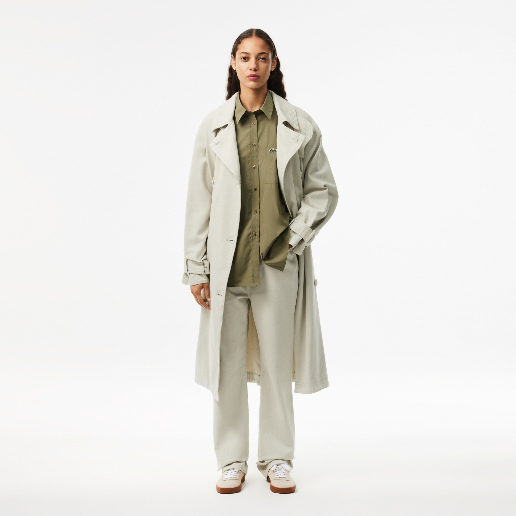Áo Sơ Mi Lacoste Nữ Oversize Chất Liệu Poplin
