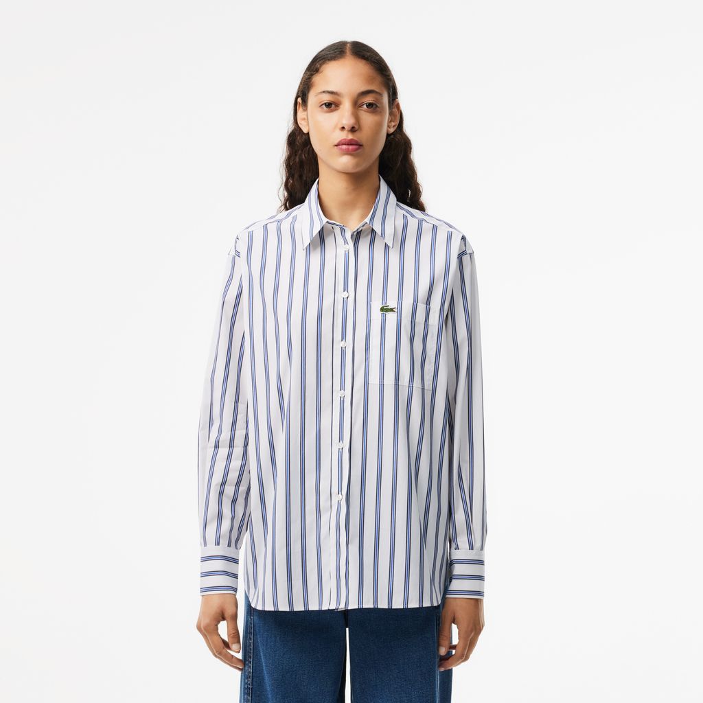 Áo Sơ Mi Lacoste Nữ Oversize Chất Liệu Poplin