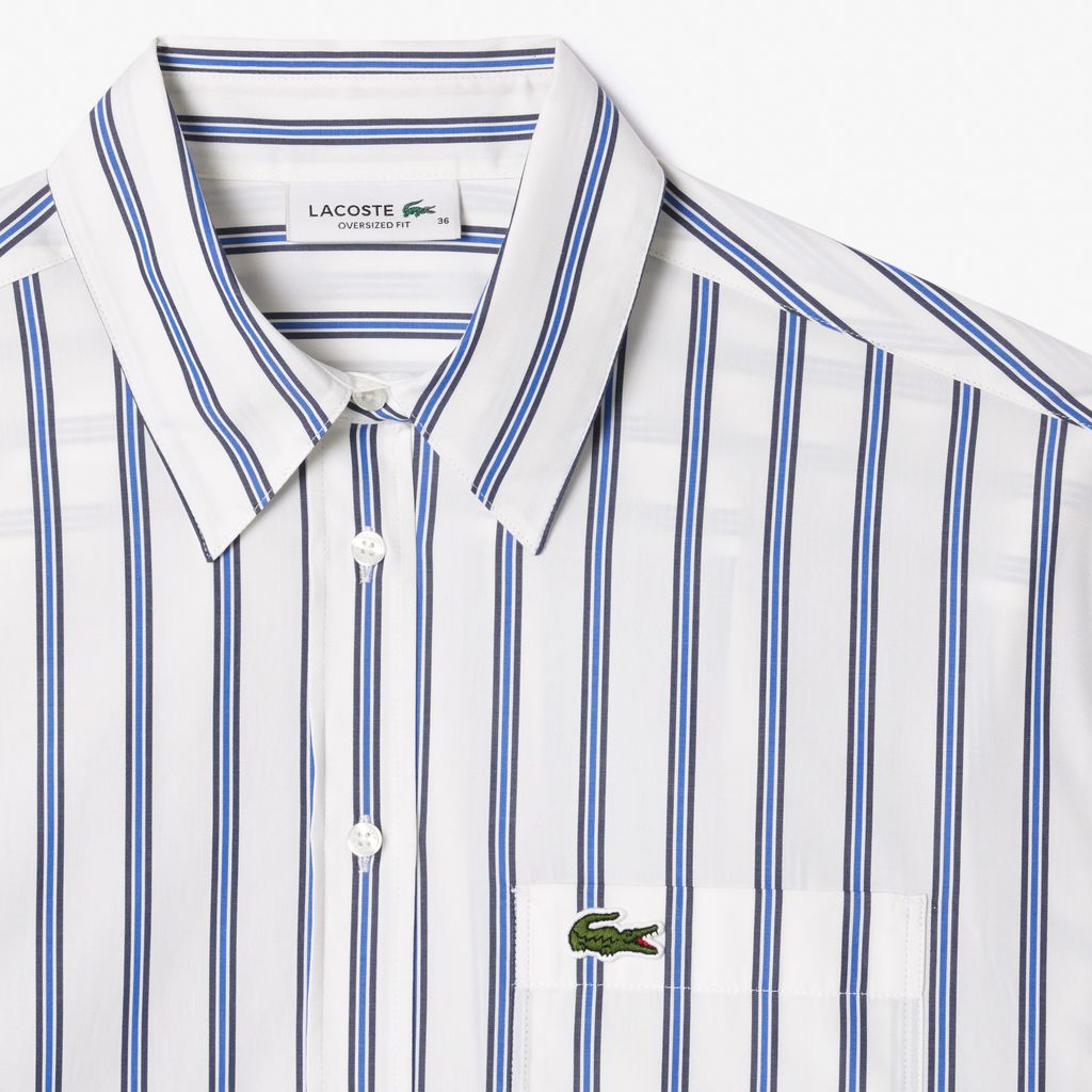 Áo Sơ Mi Lacoste Nữ Oversize Chất Liệu Poplin