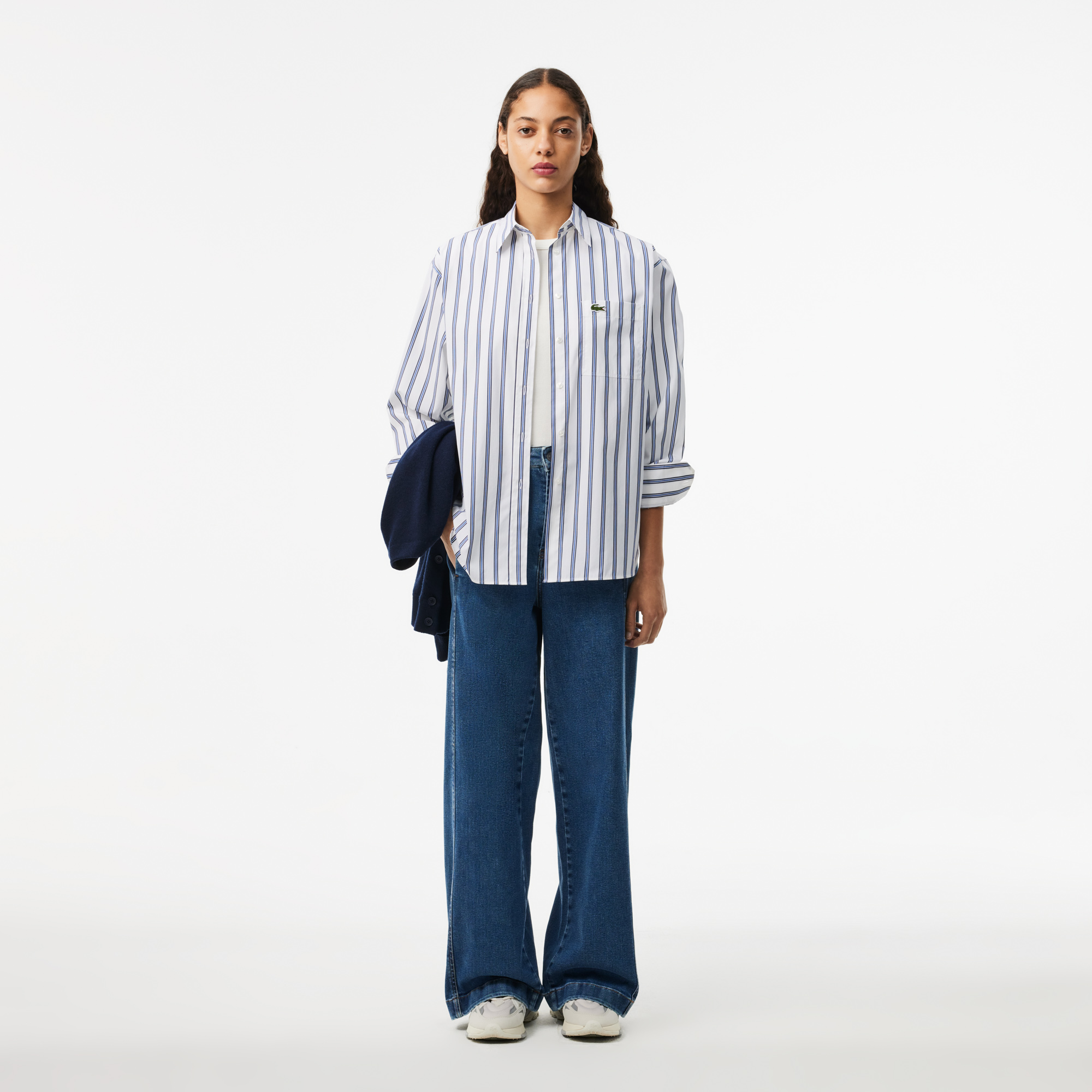 Áo Sơ Mi Lacoste Nữ Oversize Chất Liệu Poplin