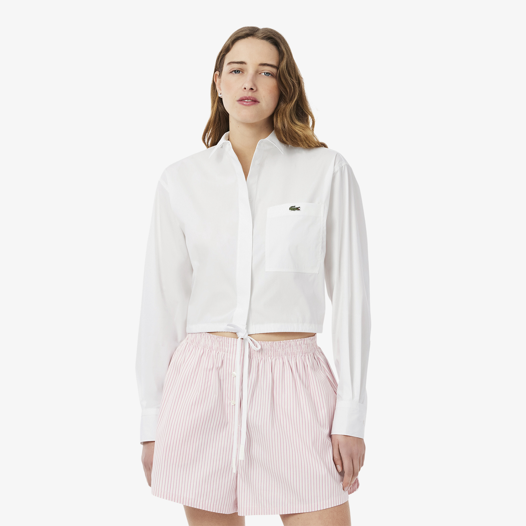 Áo Sơ Mi Lacoste Nữ Dáng Rộng Chất Liệu Poplin Có Thể Điều Chỉnh Được