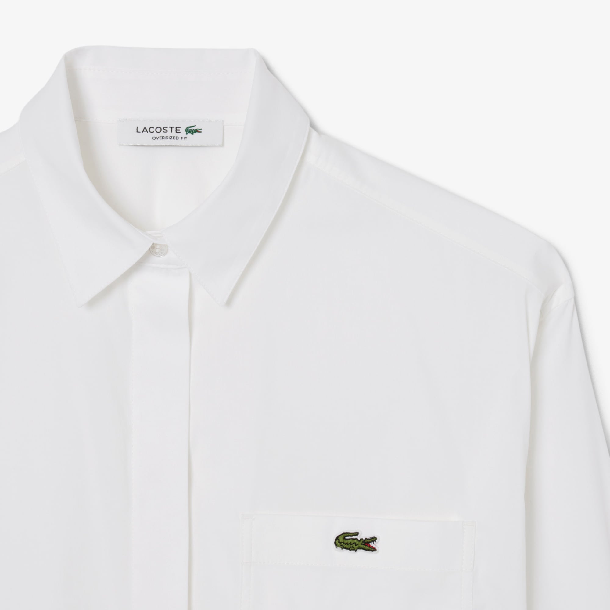 Áo Sơ Mi Lacoste Nữ Dáng Rộng Chất Liệu Poplin Có Thể Điều Chỉnh Được