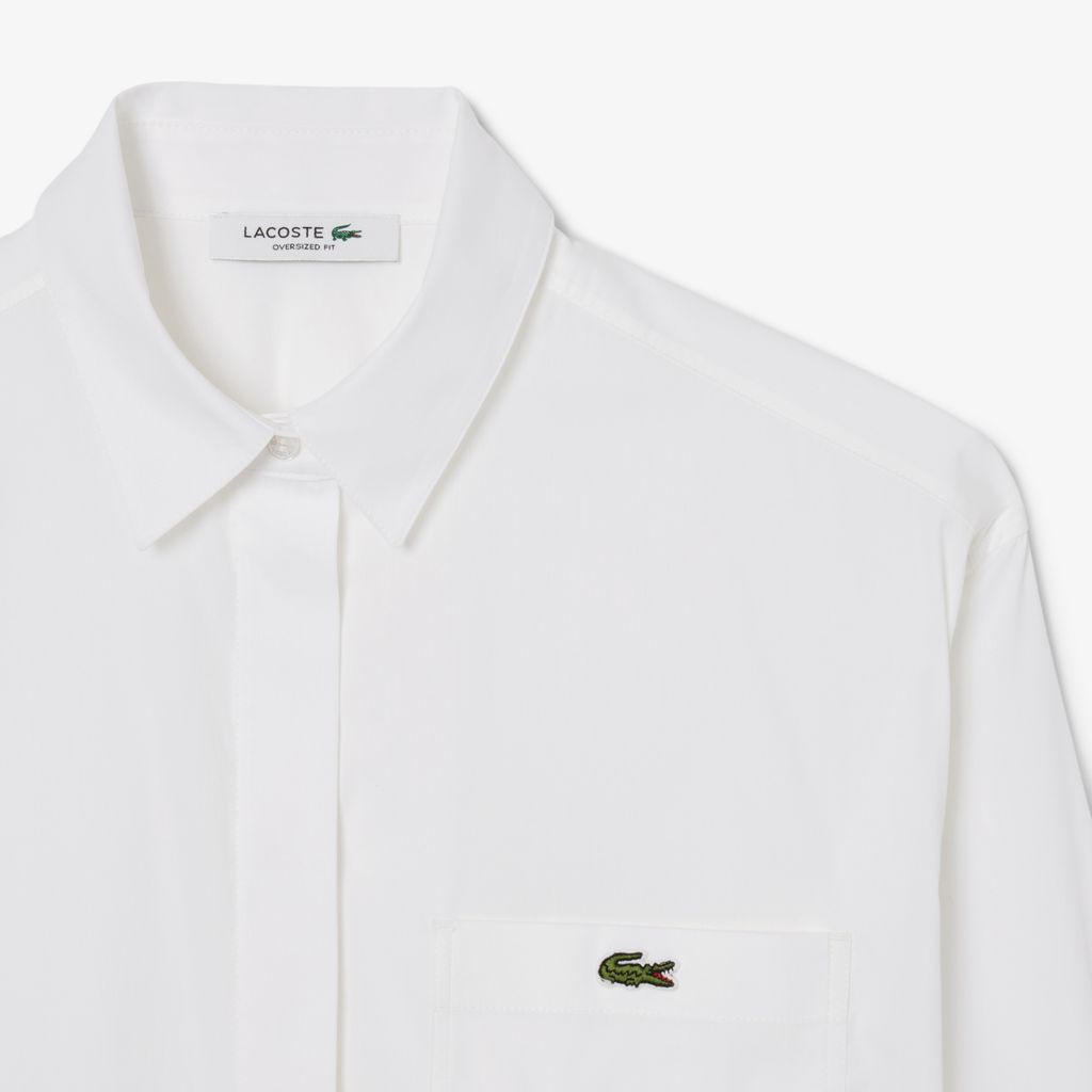 Áo Sơ Mi Lacoste Nữ Dáng Rộng Chất Liệu Poplin Có Thể Điều Chỉnh Được