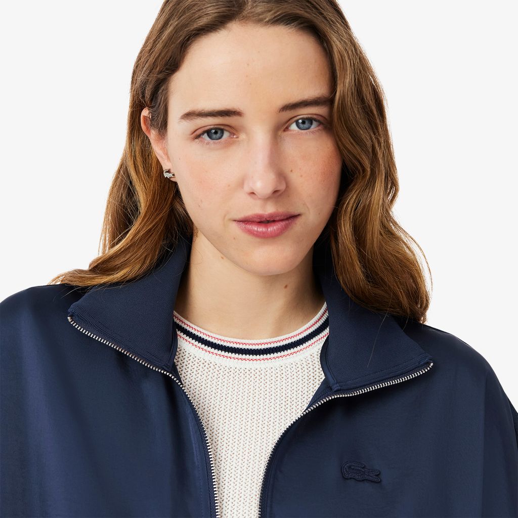 Áo Khoác Lacoste Nữ Popover Dáng Rộng Cổ Kéo Khoá Cao