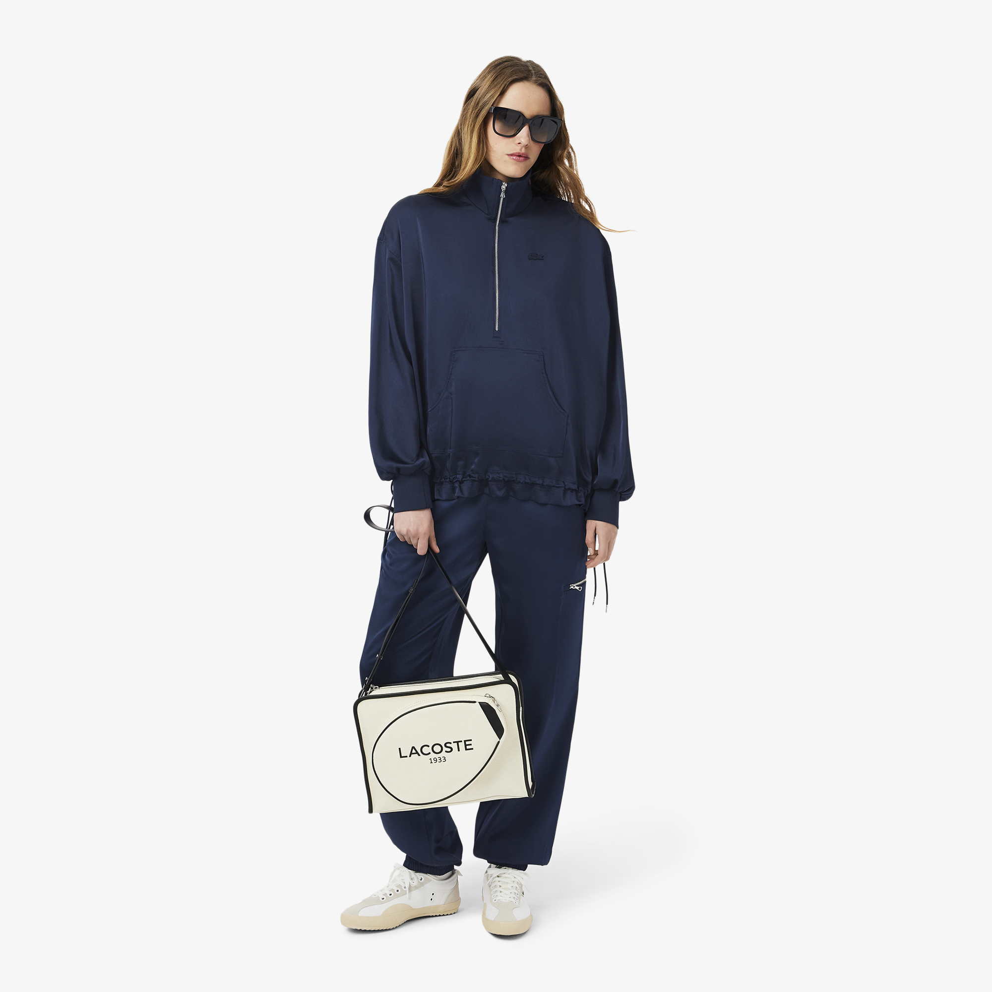 Áo Khoác Lacoste Nữ Popover Dáng Rộng Cổ Kéo Khoá Cao