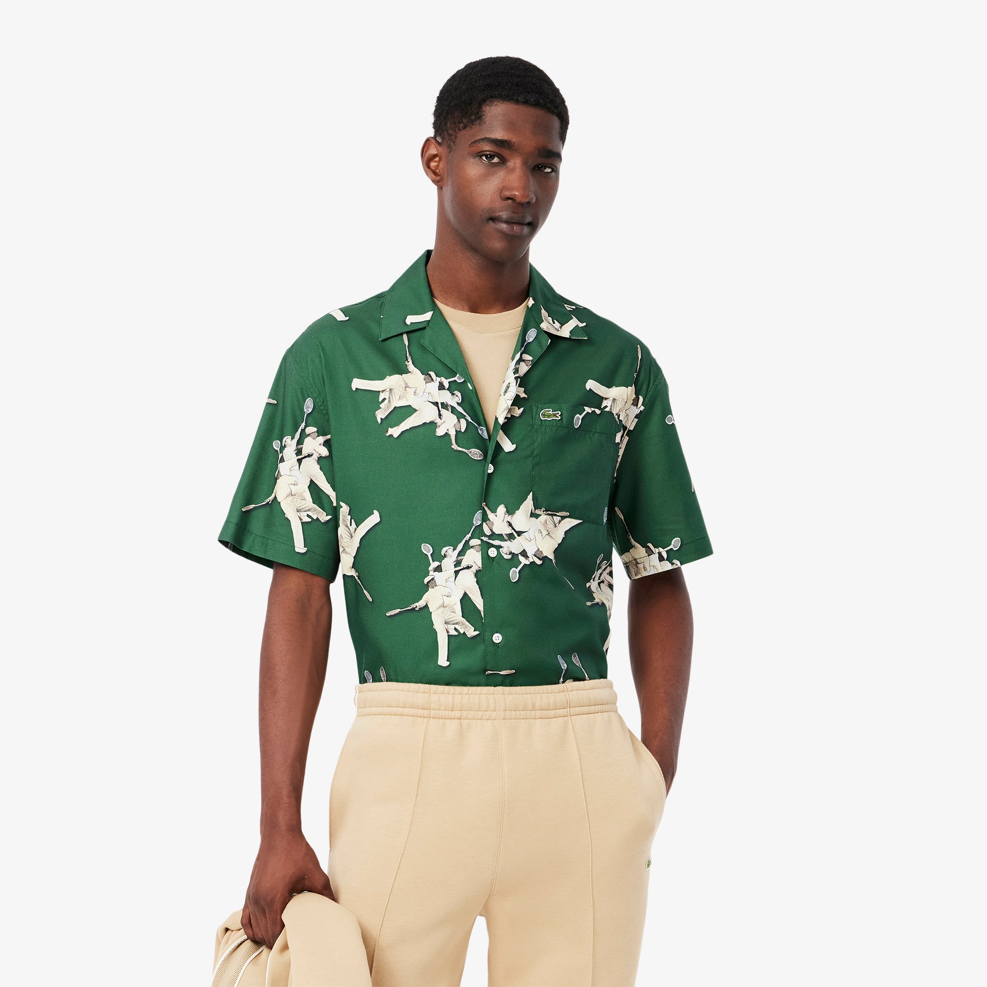 Áo Sơ Mi Lacoste Nam Dáng Rộng Họa Tiết In René Lacoste