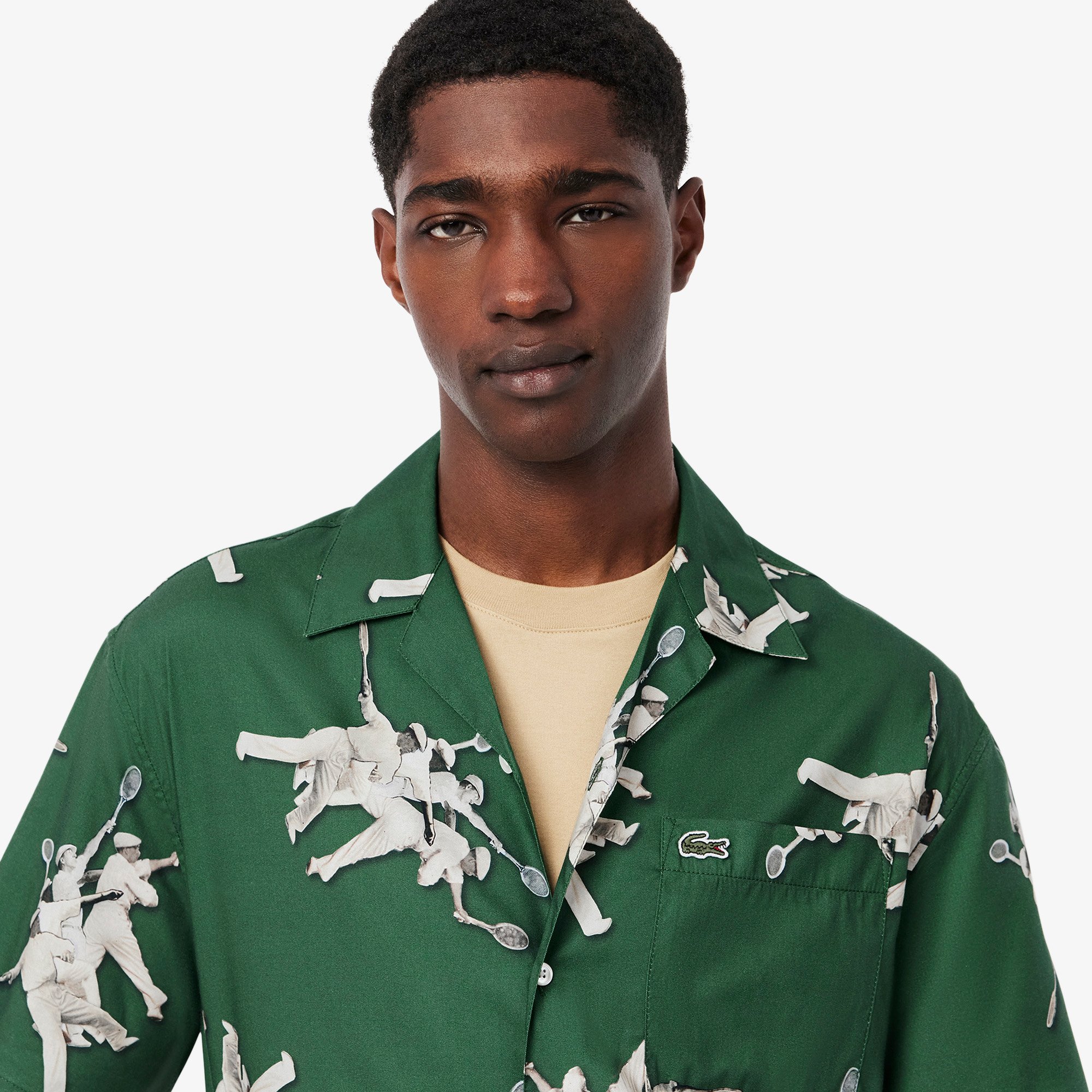 Áo Sơ Mi Lacoste Nam Dáng Rộng Họa Tiết In René Lacoste
