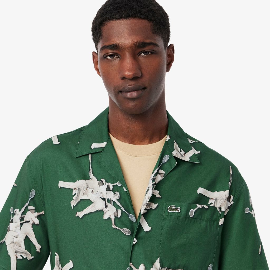 Áo Sơ Mi Lacoste Nam Dáng Rộng Họa Tiết In René Lacoste