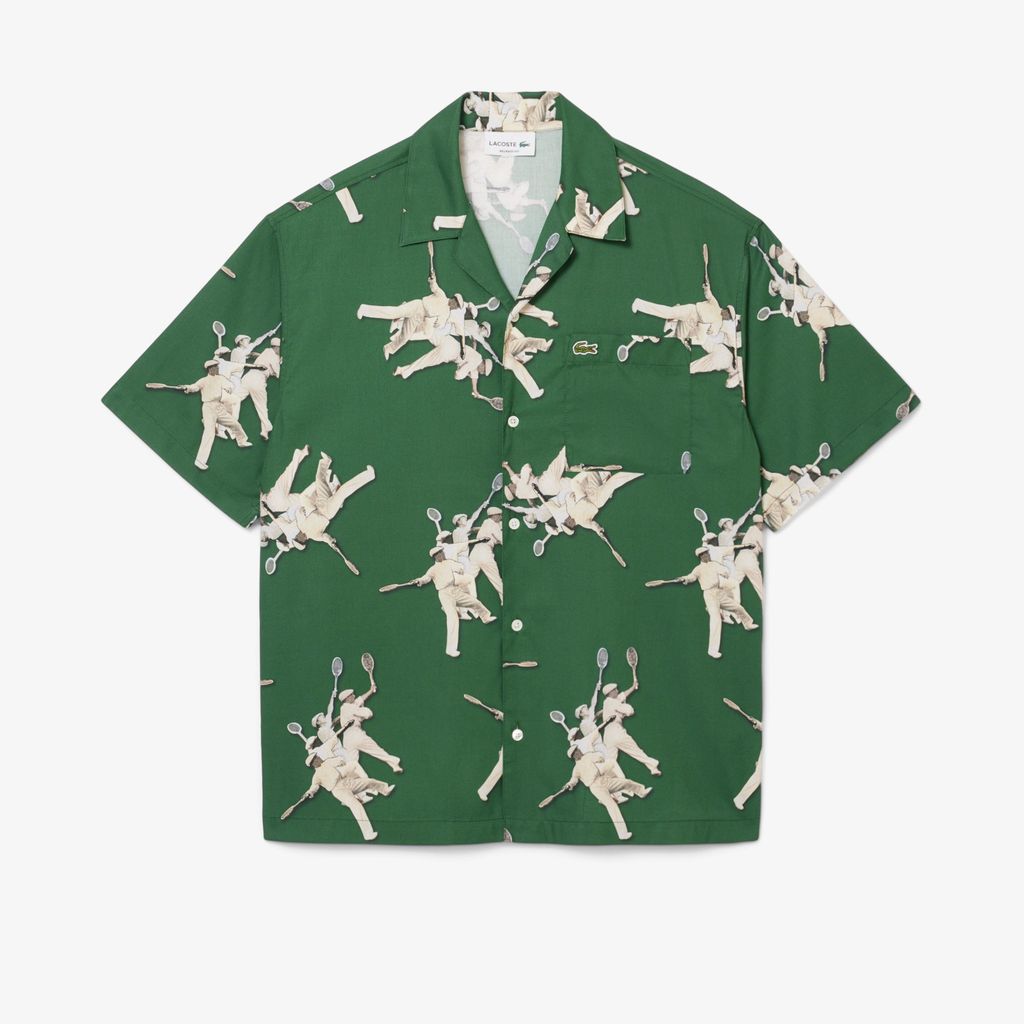 Áo Sơ Mi Lacoste Nam Dáng Rộng Họa Tiết In René Lacoste