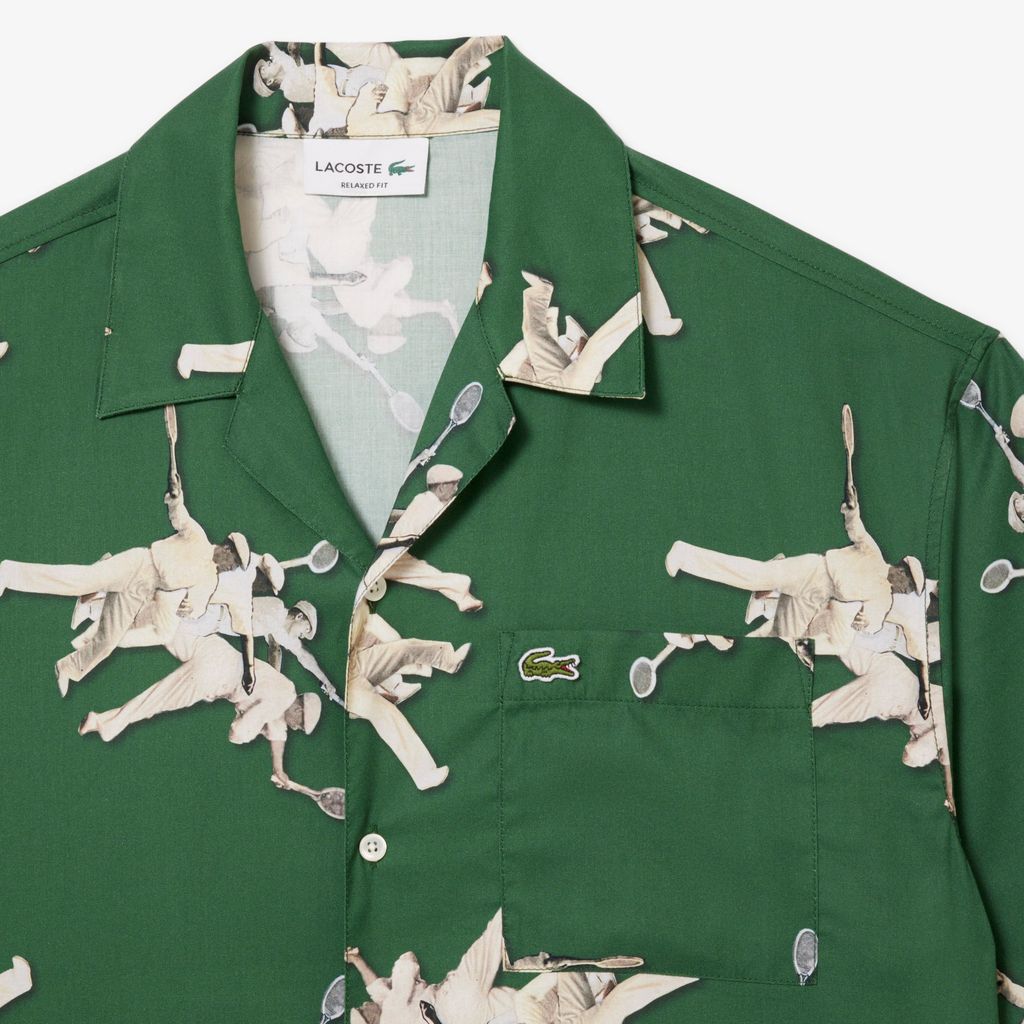 Áo Sơ Mi Lacoste Nam Dáng Rộng Họa Tiết In René Lacoste