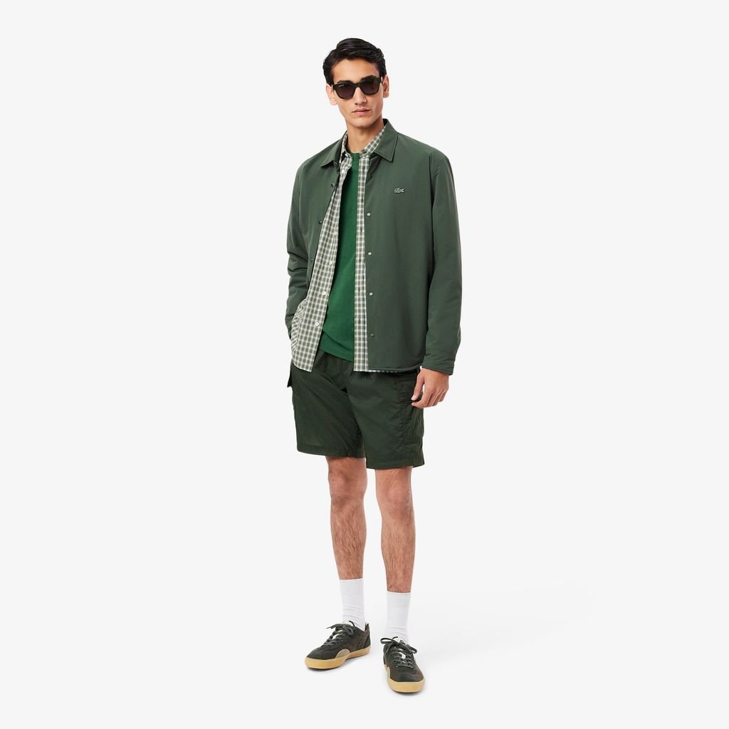 Áo Sơ Mi Lacoste Nam Tay Ngắn Họa Tiết Kẻ Caro Có Khuy Cổ