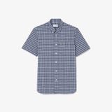 Áo Sơ Mi Lacoste Nam Tay Ngắn Họa Tiết Kẻ Caro Có Khuy Cổ