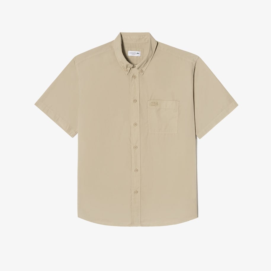 Áo Sơ Mi Lacoste Nam Dáng Suông Chất Liệu Poplin Nhuộm Màu Tự Nhiên