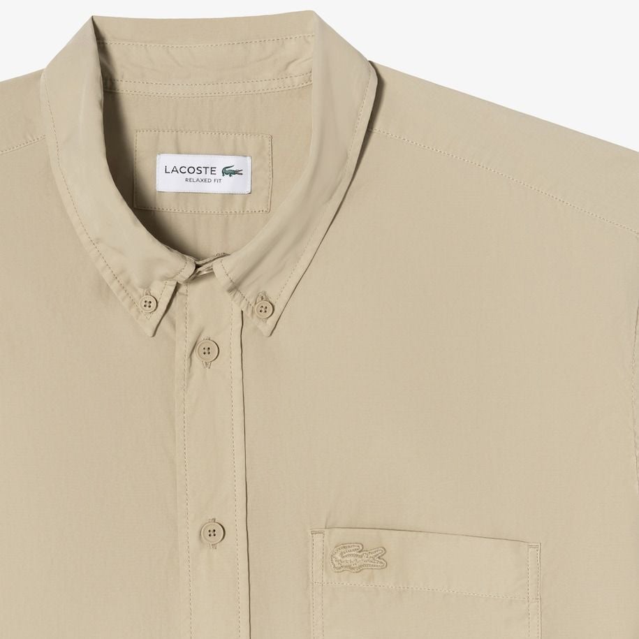 Áo Sơ Mi Lacoste Nam Dáng Suông Chất Liệu Poplin Nhuộm Màu Tự Nhiên