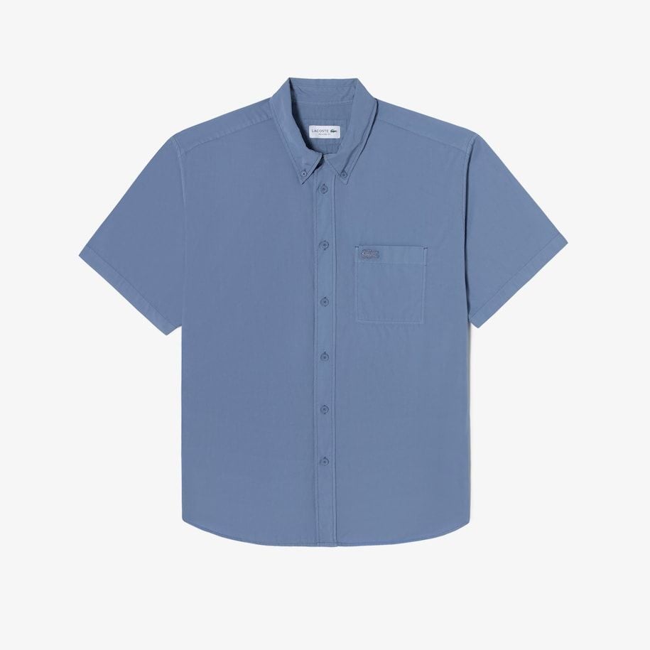 Áo Sơ Mi Lacoste Nam Dáng Suông Chất Liệu Poplin Nhuộm Màu Tự Nhiên