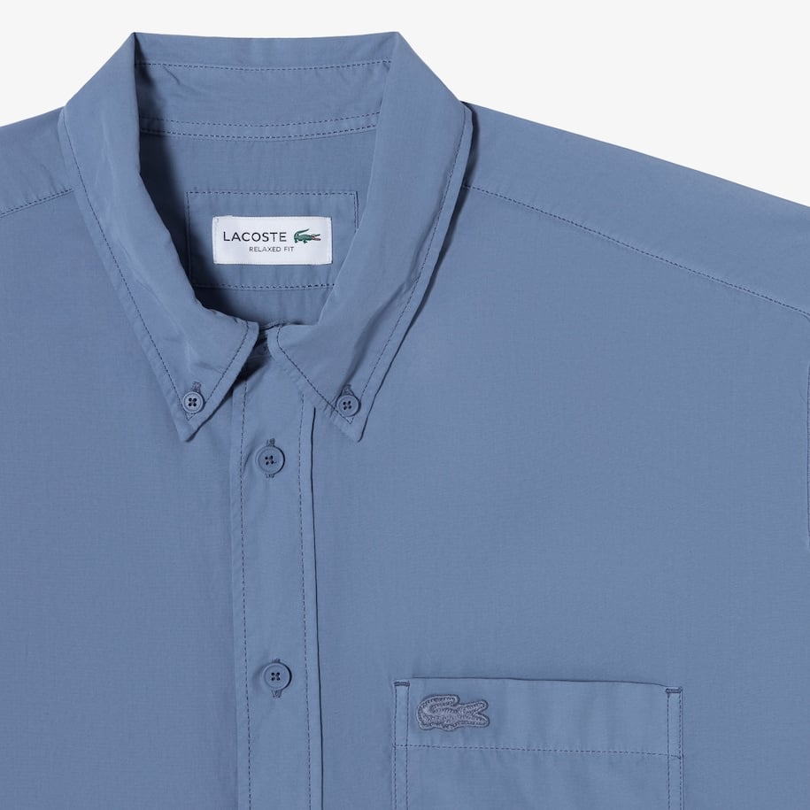 Áo Sơ Mi Lacoste Nam Dáng Suông Chất Liệu Poplin Nhuộm Màu Tự Nhiên