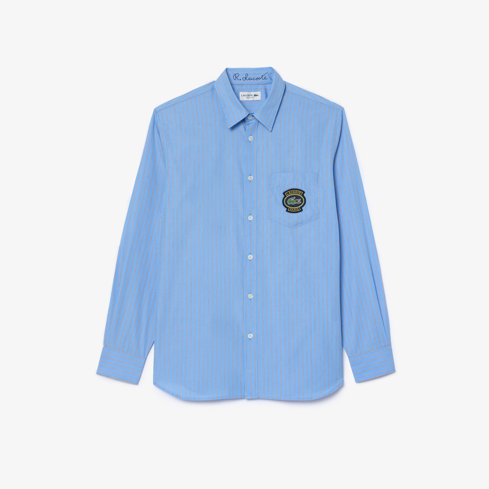 Áo Sơ Mi Lacoste Nam Tay Dài Kẻ Sọc Có Huy Hiệu