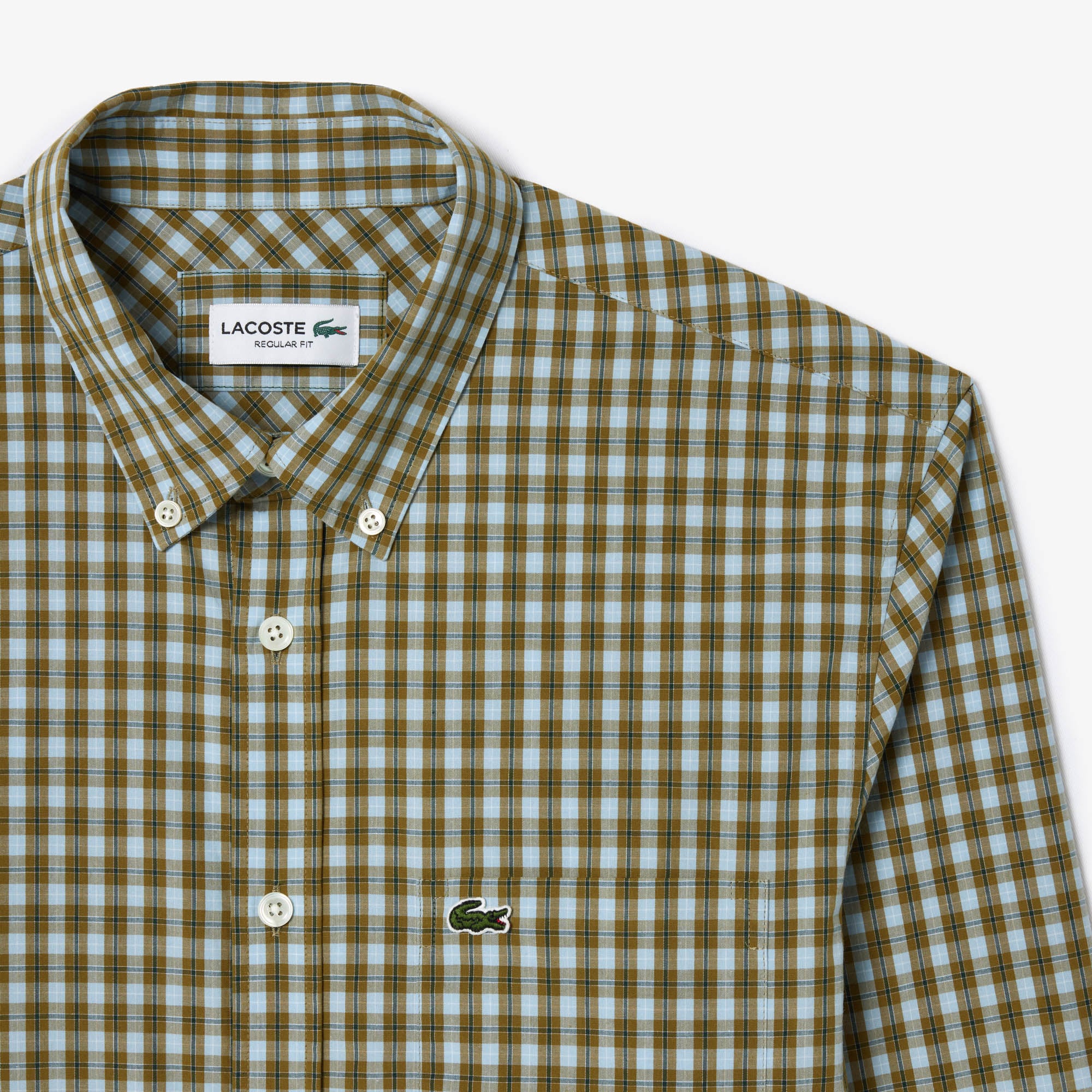 Áo Sơ Mi Lacoste Nam Dáng Suông Kẻ Sọc Chất Liệu Poplin