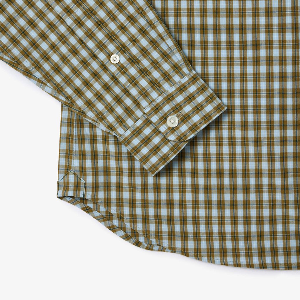 Áo Sơ Mi Lacoste Nam Dáng Suông Kẻ Sọc Chất Liệu Poplin