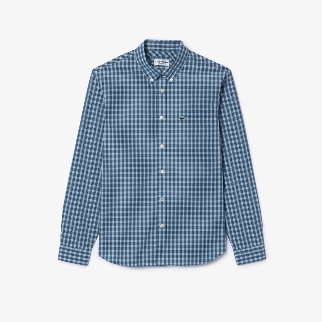 Áo Sơ Mi Lacoste Nam Dáng Suông Kẻ Sọc Chất Liệu Poplin