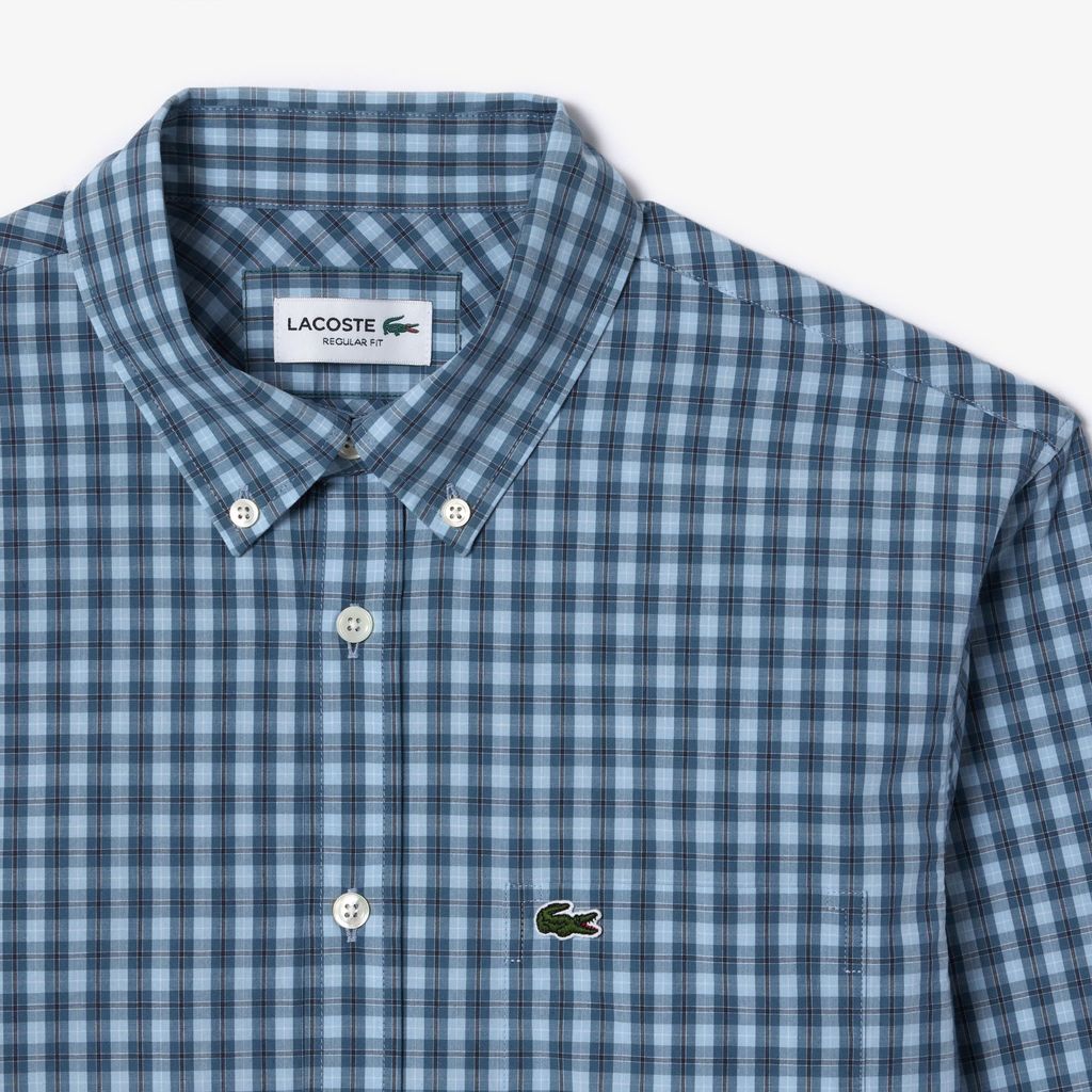 Áo Sơ Mi Lacoste Nam Dáng Suông Kẻ Sọc Chất Liệu Poplin