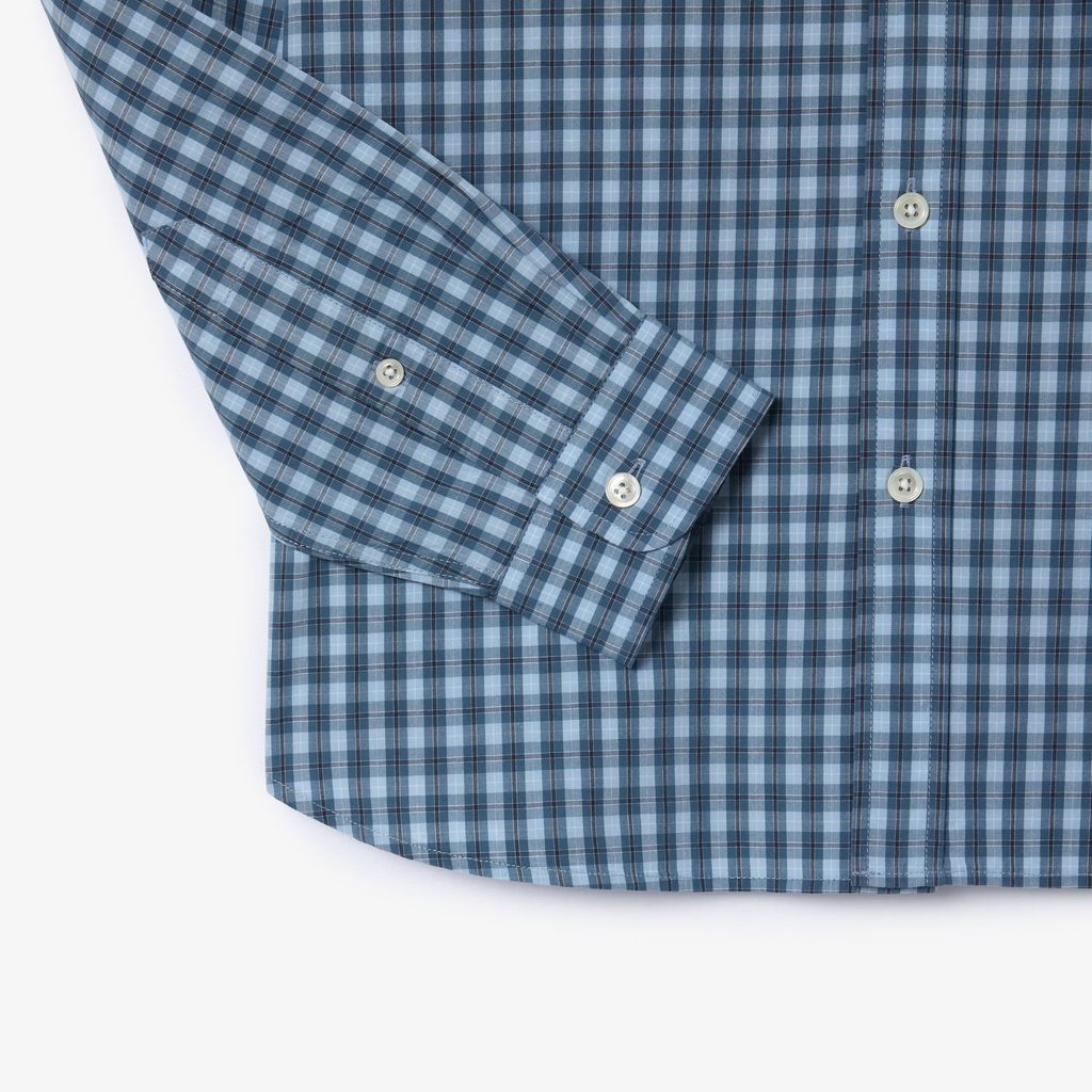 Áo Sơ Mi Lacoste Nam Dáng Suông Kẻ Sọc Chất Liệu Poplin