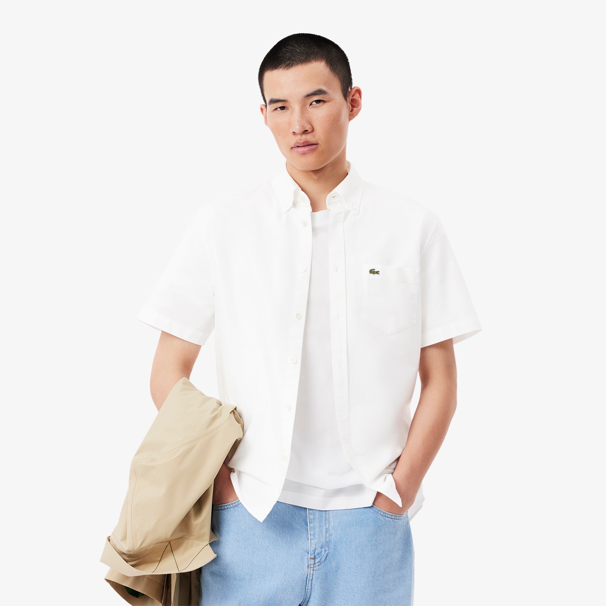Áo Sơ Mi Oxford Lacoste Nam Dáng Suông Tay Ngắn
