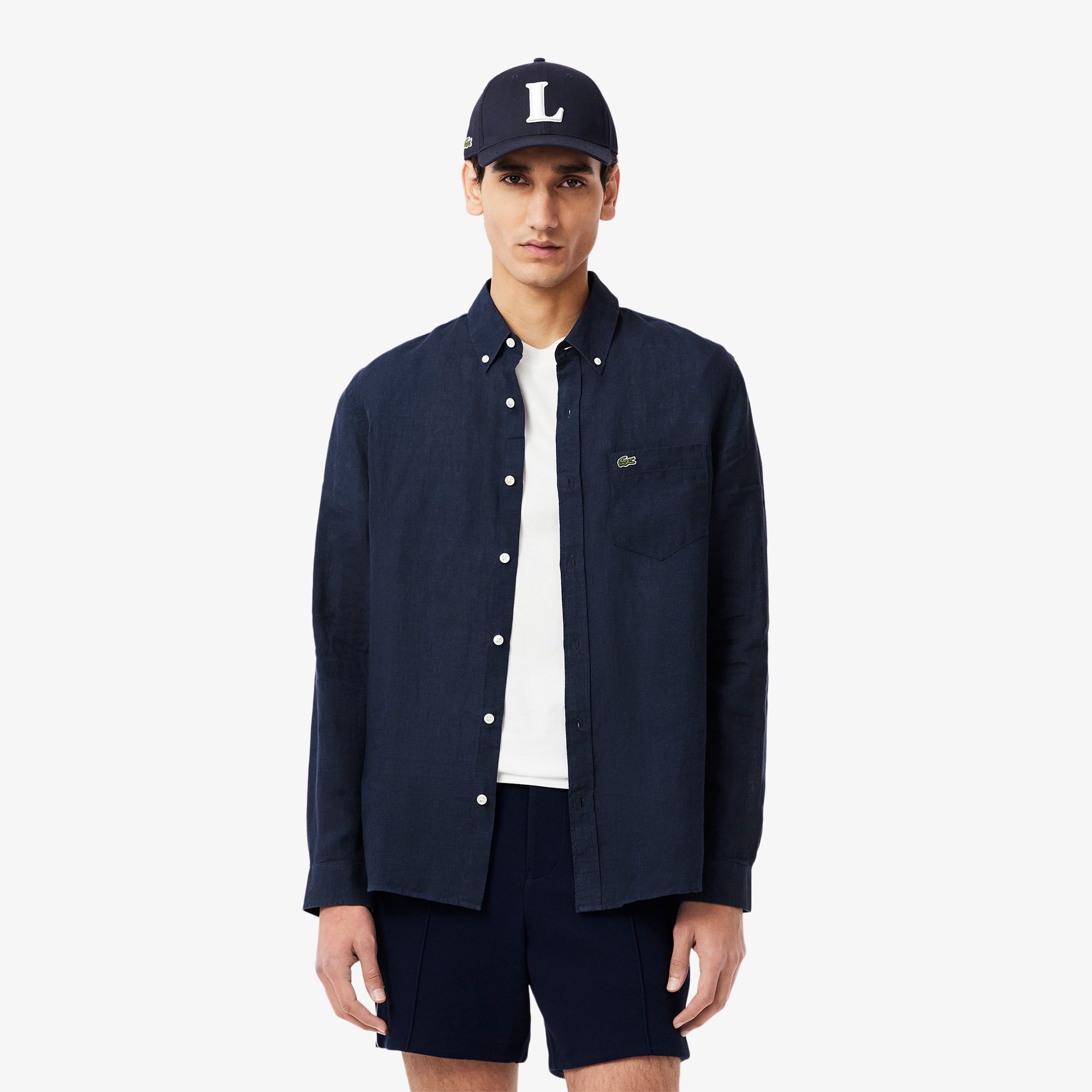 Áo Sơ Mi Lacoste Nam Dáng Suông Chất Liệu Linen