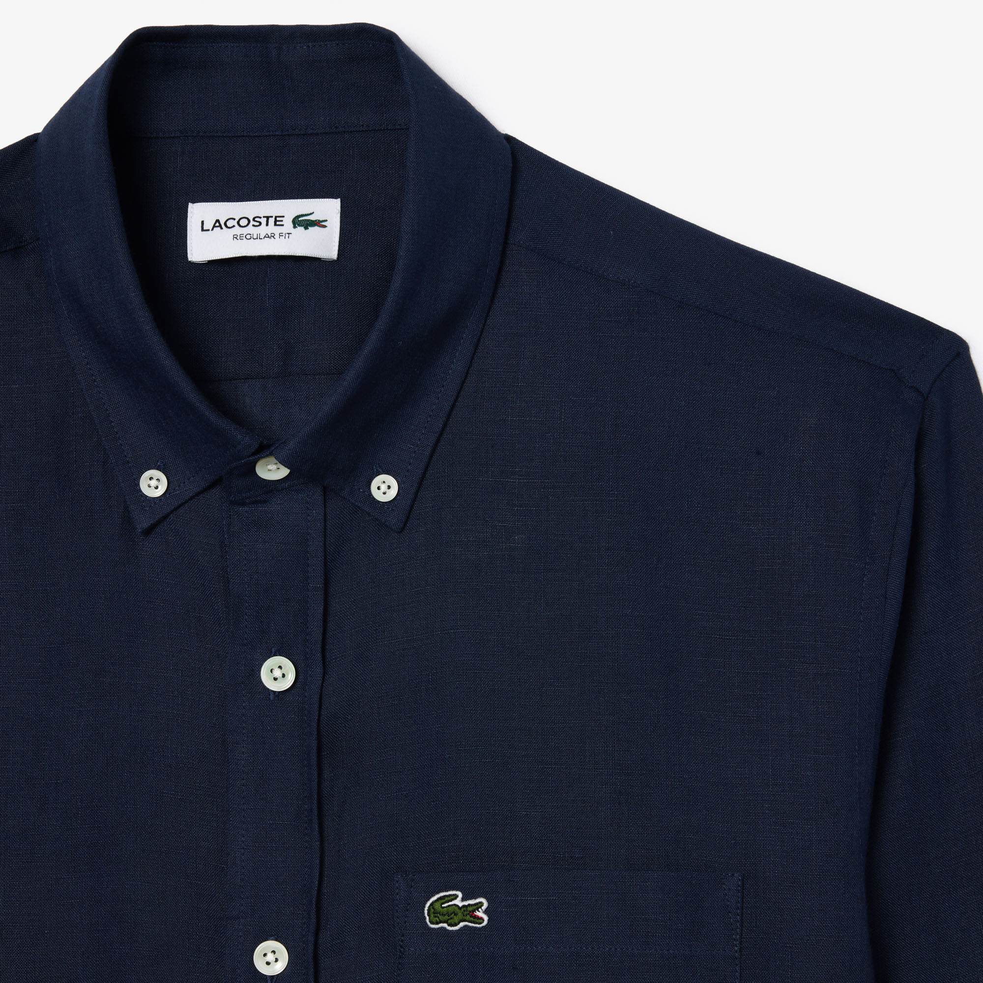 Áo Sơ Mi Lacoste Nam Dáng Suông Chất Liệu Linen