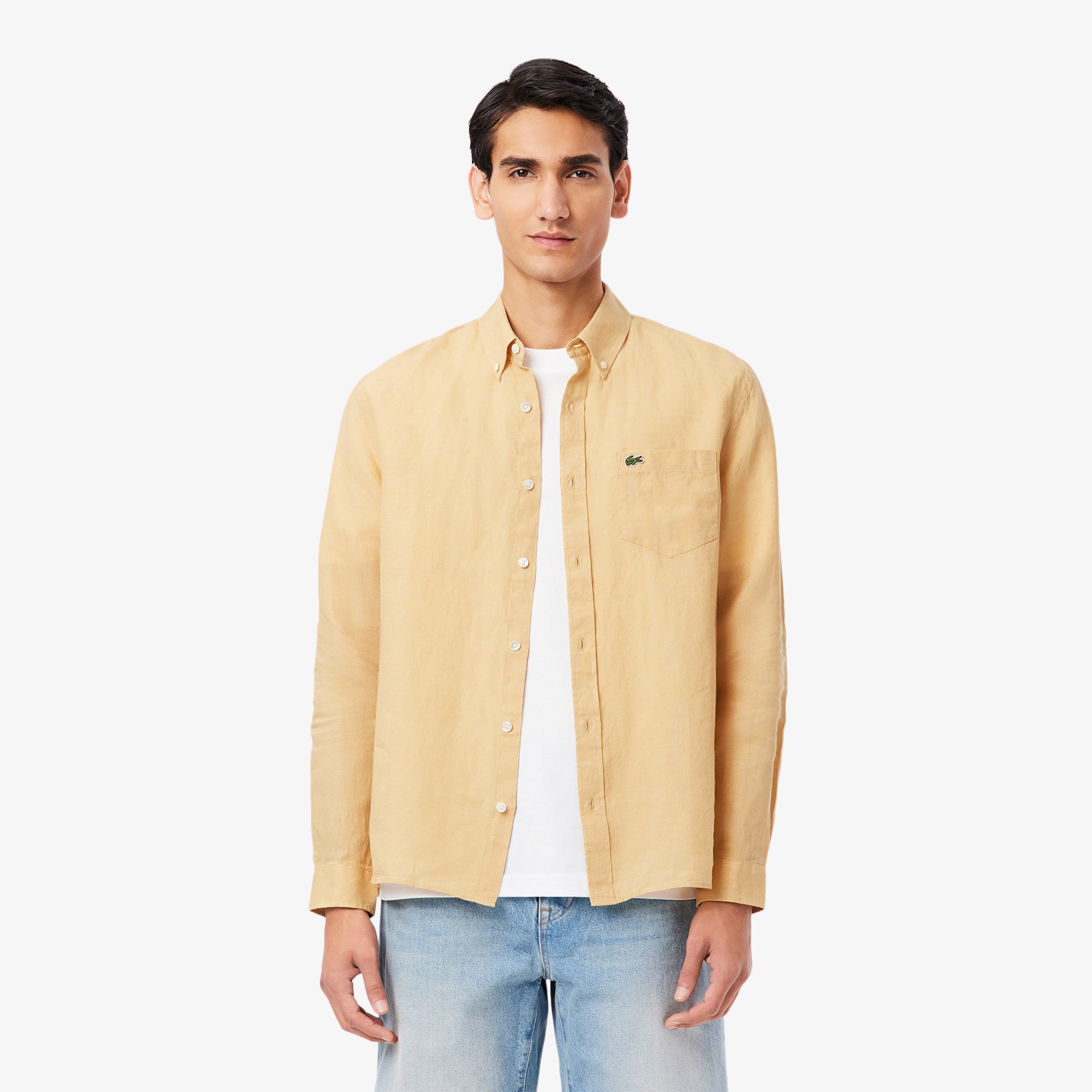 Áo Sơ Mi Lacoste Nam Dáng Suông Chất Liệu Linen