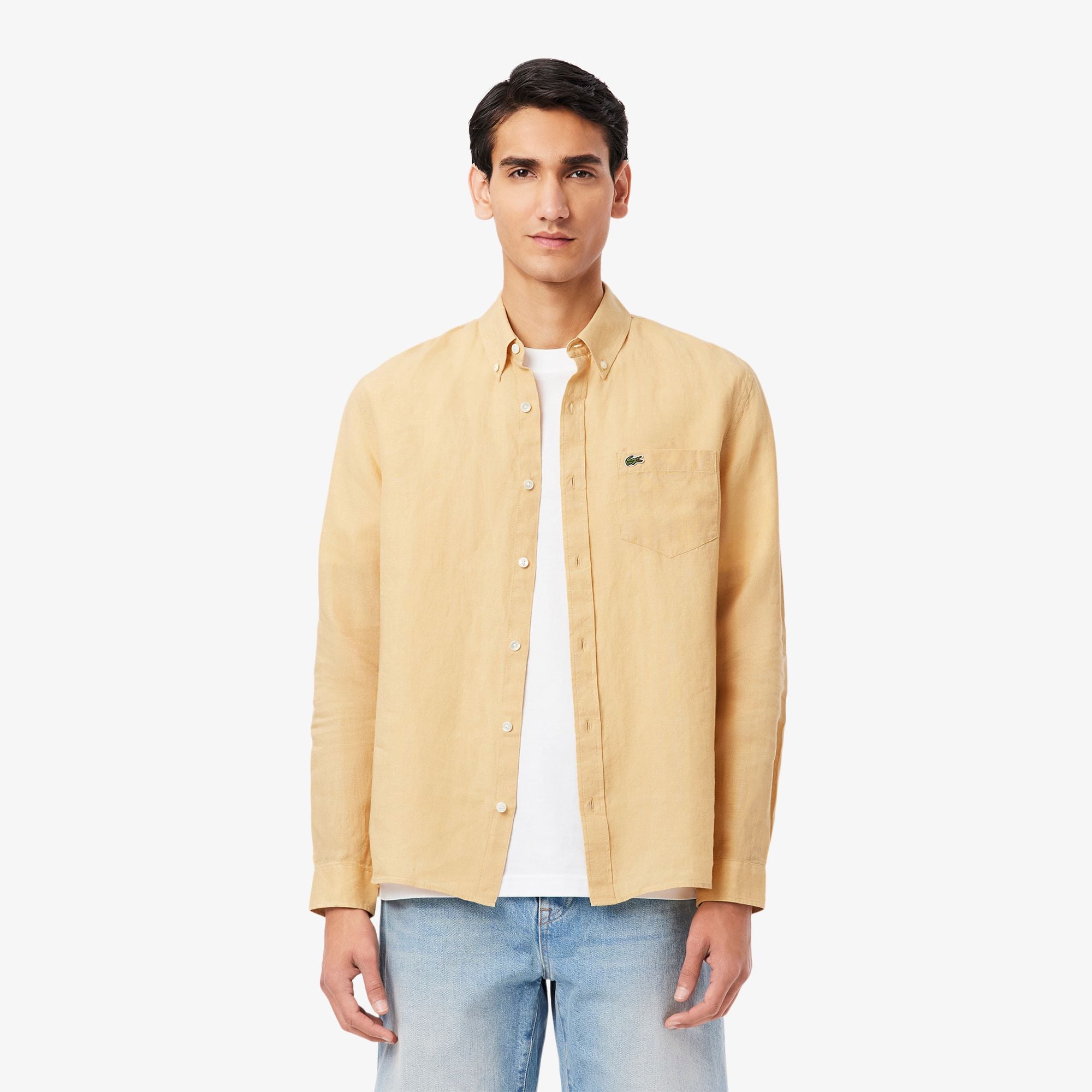 Áo Sơ Mi Lacoste Nam Dáng Suông Chất Liệu Linen