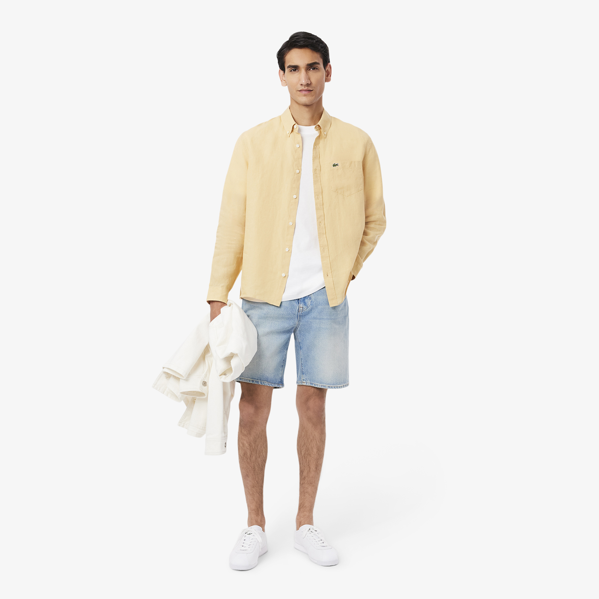 Áo Sơ Mi Lacoste Nam Dáng Suông Chất Liệu Linen