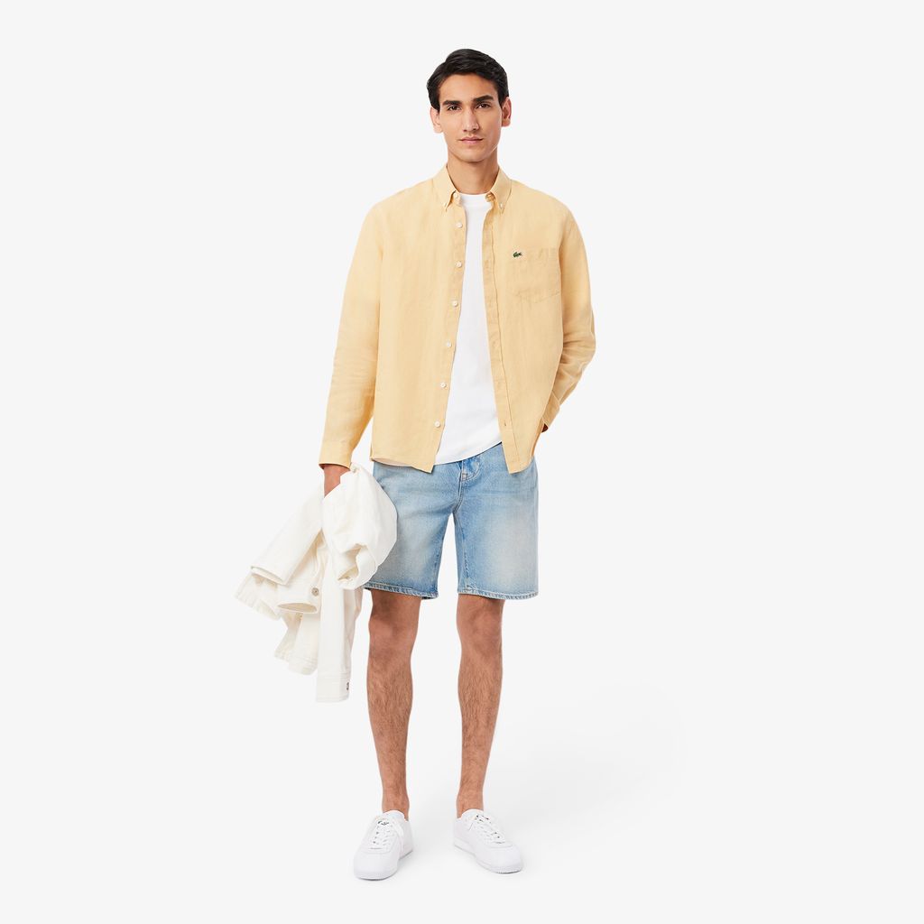 Áo Sơ Mi Lacoste Nam Dáng Suông Chất Liệu Linen